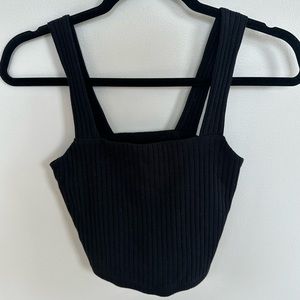 AE Cropped Black Squared-Neck Tank Top
